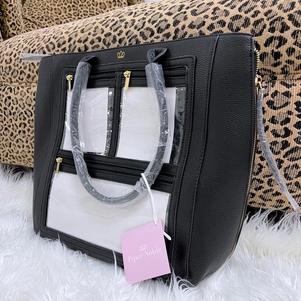 New with tags, Piper Noble Tote Bag. Black vegan leather.
